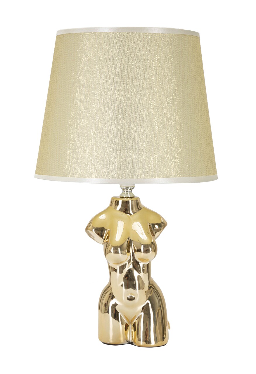 Lampa de masa, Glam Woman, Mauro Ferretti, 1 x E27, 40W, Ø25 x 42.5 cm, ceramica/fier/textil, auriu - imagine 5